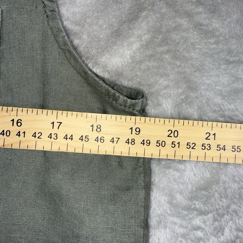 Willi Smith Women Dress‎ 12 Green 100% Linen Mini Shirt Sleeveless Button Up - Picture 5 of 9